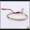 Link Jewelry Mandmade Tibetano Budista Bra￧ado Bercas de cobre de corda sortuda para homens Pulpares de rosca Men