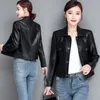 Moda japonesa jaquetas de couro macio primavera outono casaco curto motocicleta jaqueta de couro feminino fino outwear casual topos