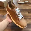 Pure Color Men's Casual Shoes Rantulow Mieszkania Luksusowe Mężczyźni Miękkie Tereny Skórzane Wysokiej Jakości Niskie Top Buty Outdoor Lace-Up Sneaker