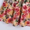 Mujeres Vintage Vintage Vestido de estampado de vendimia ZA Vendaje sin mangas Bow Pie ​​Ajuste y Flare Femenino Vestidos florales elegantes Vestidos 210513