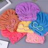 Kolory Mikrofibry Solidne Szybkie Suche Włosy Turban Kobiety Dziewczyny Panie Czapki Kąpiel Suszenie Ręcznik Head Wrap Hat Ręcznik kąpielowy