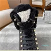 Designer- Flat Botas Mulheres Moda Lã De Couro tornozelo Caminhada Boot Senhoras Carta Imprimir Inverno Booted Sapatos