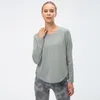 Mujeres Tops Camisetas Ropa Diseñadores Ropa Camiseta Mujer Yoga Fitness Deportes Correr Danza Entrenamiento Blusa Suave Transpirable Secado rápido Split Manga larga