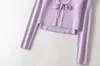 1 uppsättning vårkorea stil vintage ribbed stickad cardigan tank topp v nackbandage slips båge tröja jumper stickade 4 färger 210914