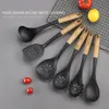 Mutfak eşyası 6 adet set pişirme gereçleri kaşık damla kürek ahşap tahıl tutamağı mutfak alet pişirme spatula spatula stok 4192260