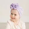 INS 8-Color New Fashion Pleated Flower Baby Cap Elastic Cotton Solid Colors Screw Thread Hair accessories Beanie Cap