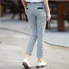 Good Quality Summer Cotton Plaid Pants Women 2021 Fashion Ladies Trousers Slim High Waist Stretch OL Work Pantalon Mujer P48-1 Q0801