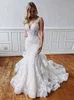 Ruffles многослойные юбки кружева русалка свадебное платье халат де Мария без спинки глубокие шеи яровые ящики свадебные платья 2021 современный дизайн