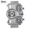 Relógios de pulso Oulm Mesh Aço Modelo Men039s Relógios 3 cores Fuso horário Male de quartzo masculino assistir esportes casuais Men Wristwatch9516739