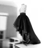 Alta Low Black Tulle Saia Assimetria Hem Tutu Casamento Casamento Nupcial Vestido Cintura Plissada Prom Gala Elegante Saia 210619