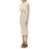 DEAT Summer Fashion Tiide Round Neck High Waist Knee-length Lace Sleeveless Solid Color Elegant Dress Women 13D012 210527