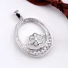 Ovala hängsmycke Inställningar 925 Sterling Silver med Zircon Pendants DIY Smycken Göra för Big Pearl 5 stycken