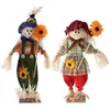 Oordty ornamenti spaventapasseri in piedi fiore paglia bambola desktop layout decorazione di halloween per la scuola materna aula