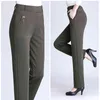 Plus Size 5XL Add Velet Mom Pants Solid Colors High Waist Casual Women Trousers Elastic Loose Straight Atumn Winter 211118