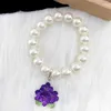 Greek Sorority Aeo Purple Flower Pearl Custom Bracelet Fashion Jewerl