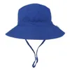 Kids UPF50+ Safari Sun Hat Breathable Bucket Summer Play Hats children fabric solid cartoon sunhats 16 styles offer choose