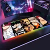 Mój bohater ACADEMIA RGB Podkładka pod mysz Czarne Neonowe Oświetlenie Gamer Akcesoria LED Mousepad Duży PC Desk Play Mat z podświetlaną podkładką pod myszą