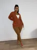 Femmes Cardigan Pull Vestes Mode Tendance Solide À Manches Longues Simple Boutonnage Survêtement Designer Hiver Femme Col En V Polaire Épaissir Manteaux