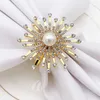 Flower Types Diamonds Pearl Napkin Rings Hotel Wedding Table Decor Napkins Buckle Xmas Banquet Desktop Decoration Towel Ring BH5400 TYJ