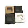 Foldbar Kraft Paper Package Box Crafts Arts Lagringslådor smycken pappersplatta Kartong för DIY -tvål Presentförpackning med transparent fönster DH8588