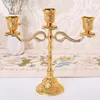 Ljushållare Metal 3 Arms Hollow Design Candlestick Tabletop Stand Bröllopsdekoration Kandelabra Hem Kandelabrum RRD10838