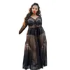 Women Maxi Dresses Long Sleeve Sexy Woman V Neck Transparent Plus Size dress Night Club Party Clothes Female Clothing Summer Autumn