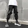 Мужские повседневные хип-хоп грузовые брюки весенние тренды свободных стримеров уличные танцульки растягивающиеся Multi-Pocket 210715