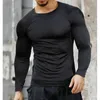 Men Quick Dry Fitness Tees Outdoor Sport Running Climbing Long Sleeves Tights Bodybuilding Tops Gym Train Compression T-shirt 210716