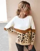 Jersey de punto, jersey con estampado de leopardo vintage para mujer, tops de otoño e invierno, informal, acogedor, 210427