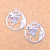 46pcs Antique Silver Bronze Plated circle moon angel Charms Pendant DIY Necklace Bracelet Bangle Findings 31*26mm