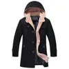 Men's Trench Coats Men Warm Lamb Wool Hooded Coat Slim-fit Cotton-padded Jacket Fashion Button Casual Slim 2022 Autumn Viol22