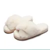 2021 Vinter Nya Kvinnor Soft Plush Furry Cross Band 3cm Heel Fur Women Shoes Inomhus Dam Plattform Öppna Toe Fluffy House Slippers K722