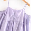 Damskie Bluzki Koszule 2021 Styl Smażący Fairy Taro Purple Off-the-Should Długość Sling Bubble Rękaw Koszula Kobieta Top
