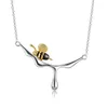 Lotus Fun 18k Bee Gold Bee و Dripping Honey Prendant Necklace REAL 925 Sterling Silver Visher Handmade Jewelry for Women275O4981155