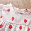 Zomer Korte mouwen Meisjes Kleding Set Baby Aardbei Print Top + Effen Kleur Shorts kinderen Casual 2 STUKS 210515