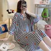 Zomer Dames Gestreepte Nachthemd Katoen Slaap Shirt Nachtkleding Gedrukt Nachtjurk Plus Size Nachtkleding Losse Lingerie Robe 210924