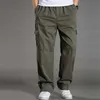 Été Coton Hommes Pantalon Cargo Hommes Joggers Baggy Tactique Pantalon Léger Armée Vert Travail Pantalon Lâche Pantalon Décontracté Plus La Taille 210714