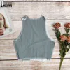 LAISIYI SleevelSee-through Sexy Crop Top Women Mesh Patchwork Design Tank Tops Punk Style Street Casual Wear Wild Vest 2020 X0507