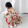 2020 nouveau été filles robe mignon coréen fleur florale jarretelle princesse robe de soirée enfants bébé enfants filles vêtements Q0716