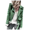 Women's Jackets Spring Autumn Women Faux Jacket Slim Streetwear Khaki Coat Biker Moto With Belt Female Outerwear