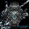 Tokdis العلامة التجارية الجديدة رجل الرياضة للماء ساعة اليد أزياء مزدوجة عرض الكوارتز الرقمية ووتش الرجال بقيادة الجيش العسكرية تاريخ الساعات G1022