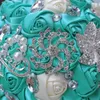 Dekorativa blommor Lyxig vacker bröllop Bouquet Hortensia Elegant Pearl Bride Bridesmaid Crystal Sparkle