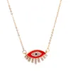 S2774 Fashion Jewelry Evil Eye Pendant Necklace For Women Rhinestone Blue Eye Red Lips Choker Necklace