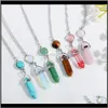 Natürliche Edelstein Anhänger Halskette Opal Rosenquarz Heilkristalle Schmuck Für Frauen Mädchen 157Qa Anhänger Halsketten Abqyk