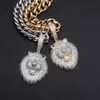 TOPGRILLZ Gold Silver Color Iced Cubic Zirconia Animal Lion Pendant Necklace Men's Ladies Hip Hop Jewelry Gift X0707