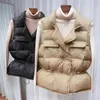 Vinter down väst kvinnor kort ärmlös jacka lätt kroppsvärmare waistcoat kvinnlig vit gilets windbreaker coat 211120