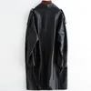 Nerazzurri Autumn Oversized Black Long Womens Leather Jacket Sleeve Sipper Spring Loose Faux Coat Streetwear