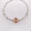 Aucune couleur ne s'estompe en or rose massif ajouré abstrait avec CZ Pandora Charms pour bracelets bricolage fabrication de bijoux perles en vrac bijoux en argent en gros 781388CZ