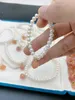 Braccialetti con ciondoli di perle naturali a forma di pesca rosa per donne bambini come regalo