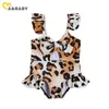 6m-4y Summer Toddler Baby Kid Girls Baddräkt Leopard Er Bow Baddräkt Barn Beachwear Baddräkt 210515